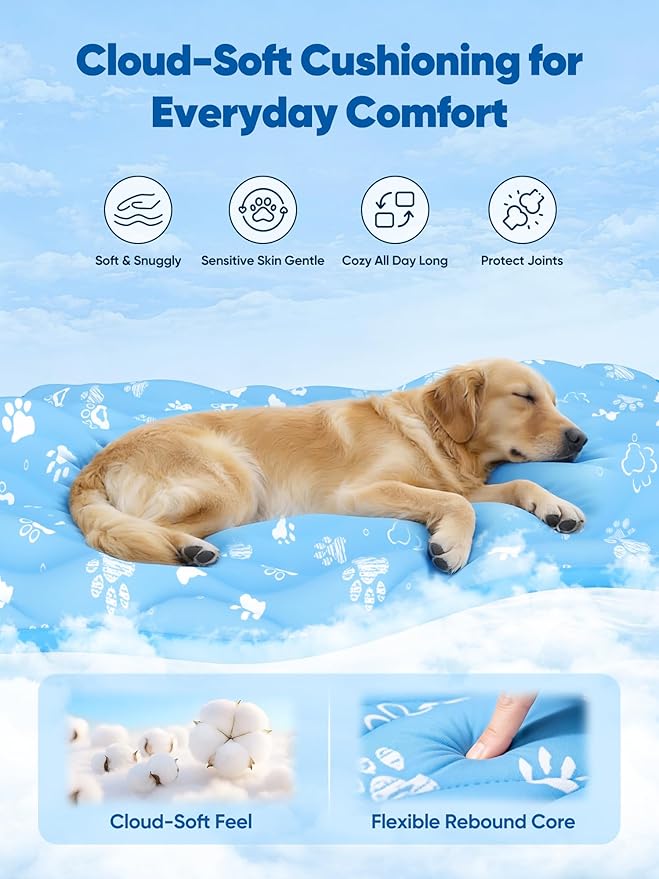 Rywell Super-Absorbent Cooling Mat for Dogs 44"x32" Arc-Chill 3.0 & Color-Changing Dog Cooling Mat, Stay Cool & Dry, Washable, Non-Slip Pet Bed Mat for Floors, Sofas, Kennels
