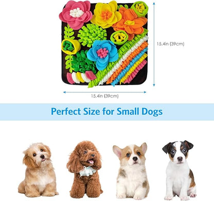 AMIR Snuffle Mat for Dogs, Dog Snuffle Mat for Encourages Natural Foraging Skills, Slow Eating, Stress Relief and Training, Small Sniff Mat for Dogs, Dog Puzzle Toys, 15 inch Brown