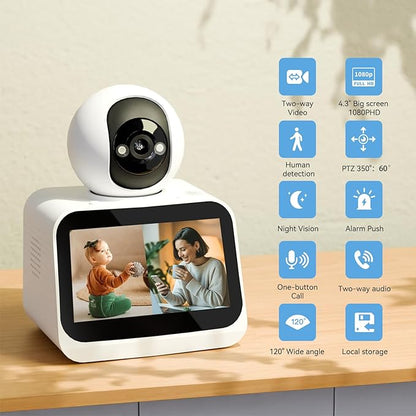 4.3" Smart Home Camera: 1080P HD Video, Two-Way Video Calling, and Motion Detection for Family & Pet Monitoring