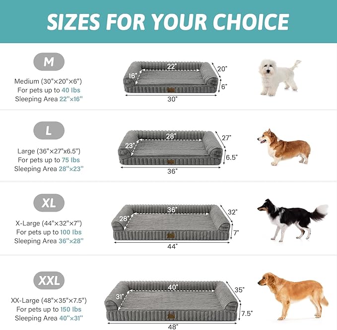 COZY KISS Cute Dog Bed for Small Dogs, Faux Rabbit Fur Orthopedic Foam Dog Bed with Sides, Removable Washable Cover & Waterproof Lining, Comfortable Pet Couch, Grey (30" L x 20" W x 6" Th)