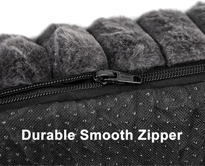 Dog Beds Flat Dog Crate Bed Waterproof for Meduim Large Dogs with Plush Removable Washable Cover Anti Slip Bottom for Indoor,Grey,34.6"x22.8"