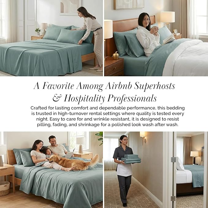 Southshore Fine Living, Inc. 6-Piece Full Size Bed Sheets Set, 21-Inch Extra Deep Pocket Fitted Sheet Full, Flat Sheet, Microfiber Bedding, Steel Blue Pillow Cases Standard Size, Steel Blue Sheets