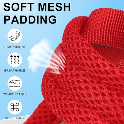 BEAUTYZOO No Pull Dog Harness Medium Sized Dog, Breathable Mesh Padded Dog Harness and Leash Set, Adjustable Reflective Escape Proof Dog Vest Harnessss Quick Fit for Training Walking, Red M