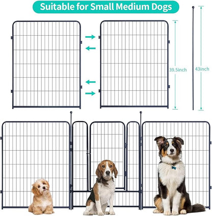 Dog Playpen,Portable Outdoor Dog Fence, Dog Playpen for Large/Medium/Small Dogs, Dog Fences for the Yard,with Doors Foldable Metal (40 inch, 32 Panels)