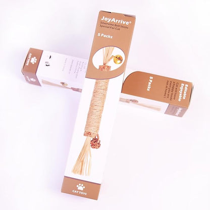 Natural Dried Matatabi Cat Chew Stick with Gall Fruit, Raffia Grass & Bell Cat Ball Toys, Handmade Silvervine Sticks Interactive Catnip Toys for Teething & Entertainment (Size M Color G)
