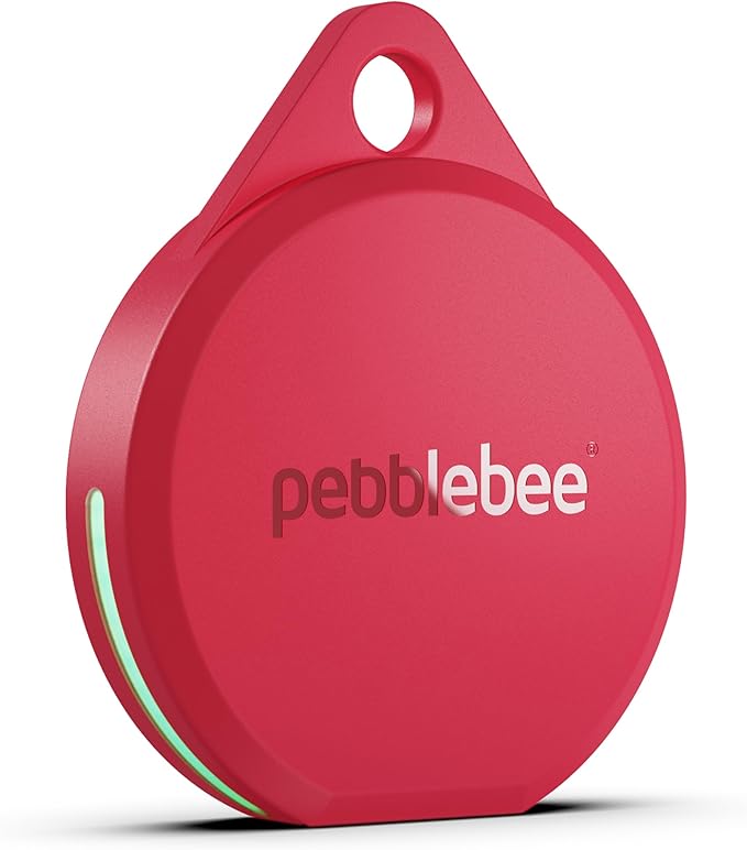 Pebblebee Clip 5 | Rechargeable Bluetooth Tracker Tag for Keys | Alternative to Air Tag & Android Trackers | 130 dB Siren, Bright LED Strobe, 12-Month Battery, Alert Safety Mode | Hot Coral