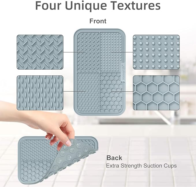 MateeyLife 2PCS Large Lick Mat for Dogs with Suction Cups, Slow Feeder Bowls, Cat Lick Mat for Anxiety Relief, Dog Toys to Keep Them Busy, Enrichment Toys for Bathing, Cat Licking Pad for Boredom