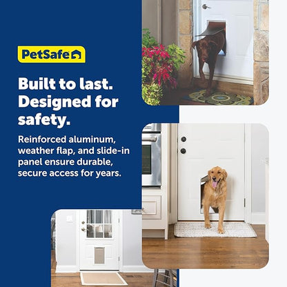 PetSafe Freedom Aluminum Pet Door - Easy Installation Heavy Duty Dog & Cat Door with Magnetic Tinted Flap - Long-Lasting Pet-Friendly Design - Large - for Dogs Up to 100 lb