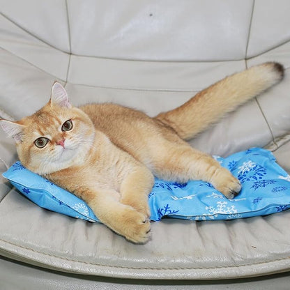 Cooling Mat for Dogs and Cats, Foldable Gel Cooling Mat with Ice Crystal Powder, Blanket Water Injection Cool Pet Pad for Cat Indoor Outdoor Summer Use, 15.7" X19.6"
