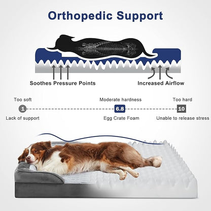 FURTIME Orthopedic Dog Bed for Extra Large Dogs - XL Waterproof Dog Sofa Bed, Ultra Comfy Supportive Foam Pet Bed with Removable Washable Cover, Jumbo Dog Bed with Nonskid Bottom