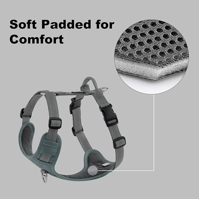 Plutus Pet No Pull Dog Harness, Reflective Adjustable Dog Vest Harness with Handle, Escape Proof, Soft Padded for Small Medium Large Dogs (Gray, S)