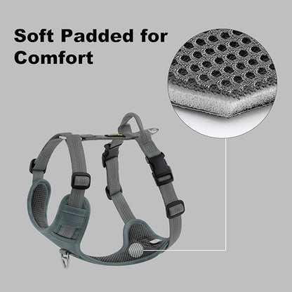 Plutus Pet No Pull Dog Harness, Reflective Adjustable Dog Vest Harness with Handle, Escape Proof, Soft Padded for Small Medium Large Dogs (Gray, XL)