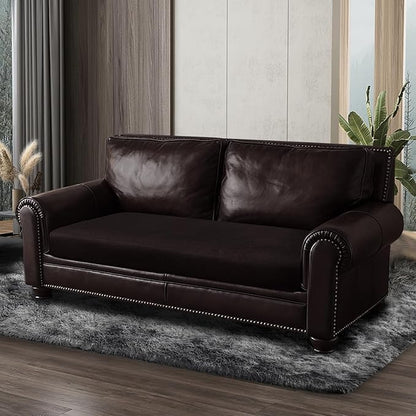 ANARACHON Leather Look Couch Cushion Covers Sofa Seat Slipcovers Sets Couches Furniture Protector for Sectional Armchair Loveseat Pets Kids Stretch Spandex Fabric (1 Cushion Loveseat, Chocolate)