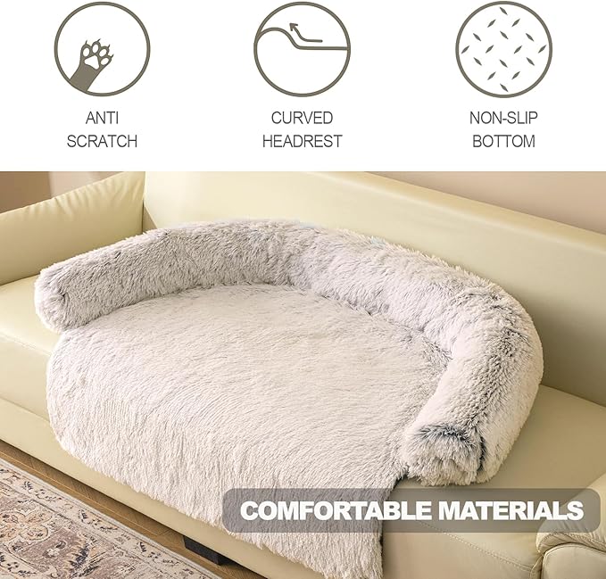 Tinaco Calming Dogs/Cats Bed Mats, Dog Pad Washable Removable Couch Cover, Plush Long Fur Mat for Pets, Waterproof Lining, Perfect for Small, Medium and Large Dogs and Cats (Gradient Brown, 21"x21")