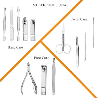 Manicure Set Professional Nail Clippers Kit Pedicure Care Tools- Stainless Steel Women Grooming Kit 12Pcs for Travel or Home (Gold)
