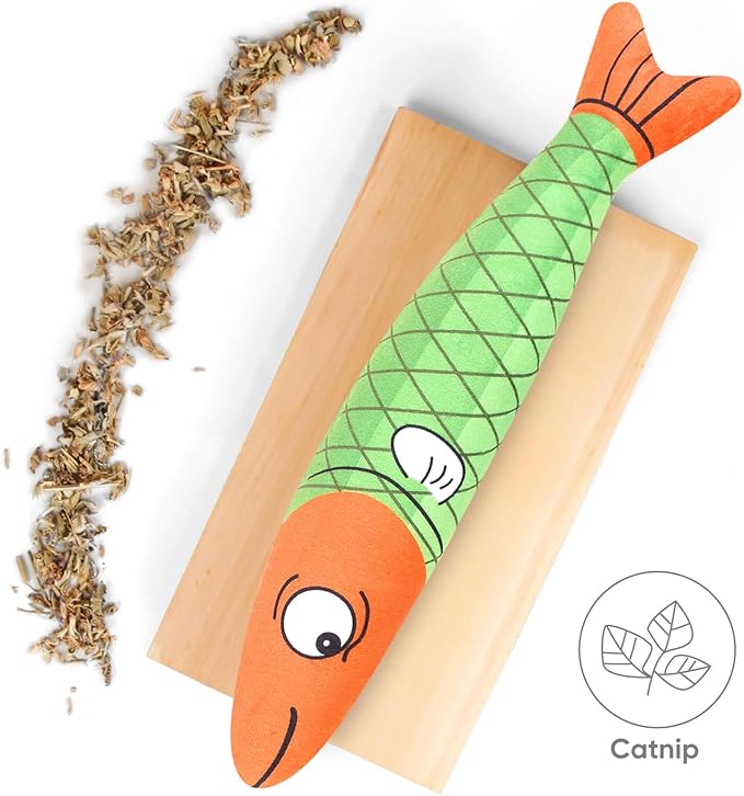 3PCS Catnip Toy, Bite Resistant Cat Toys Fish with Bell Inside, Interactive Kitten Exercise Kicker Toys for Indoor Cats