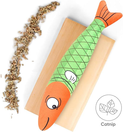3PCS Catnip Toy, Bite Resistant Cat Toys Fish with Bell Inside, Interactive Kitten Exercise Kicker Toys for Indoor Cats