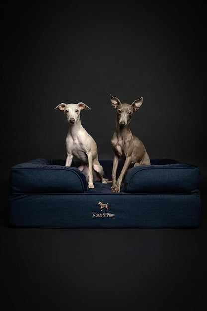 NOAH & PAW Large Dog Bed, 35x25x11 Inch, Orthopedic Dog Beds, Eggshell Memory Foam Infused with Cooling Gel, Inner Cover, Waterproof, Machine Washable (Denim Sofa Collection)