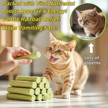 100g/3.5oz Cat Grass Teething Stick Cats Toy Chew for Removal Hairball Lickable Kitten Treat Catnip Snack for Indoor Edible Freeze Dried Kitty Food for Dental Care Health Elimate Hairball