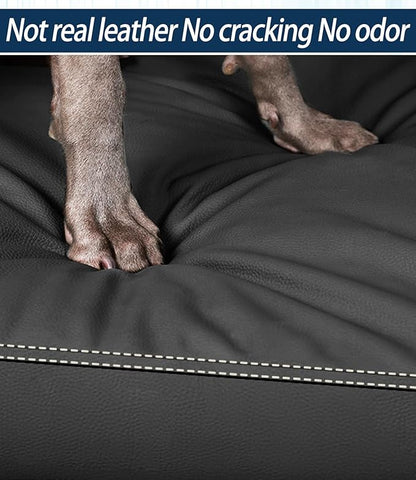 Waterproof Leather Dog Bed Crate Mat, Durable Pet Mattress for Medium Dogs, Wipeable Easy to Clean Black Vinyl Pad