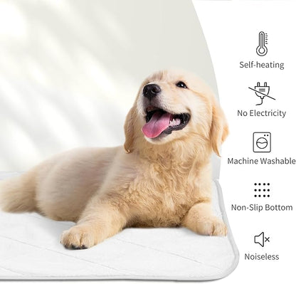 NWK Fluffy Self Warming Cat Mat, Cat Blanket, Thermal Dog Mat, Washable, Non-Slip Bottom for Sofa & Crate & Kennel & Car Seat (Creamy White, X-Large (45'' X 28'' X 0.4''))