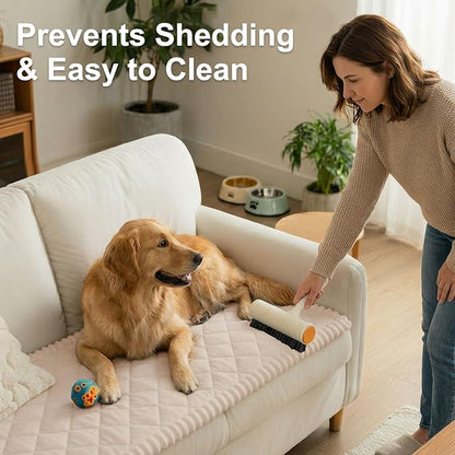 Smiry Fuzzy Couch Cover for Dogs, Non Slip Washable Pet Sofa Cover, Scratch Proof Hair Resistant Plush Sofa Slipcover, Pet Friendly Couch Cushion Protector for Cat, Apricot, 27.6" x 88"