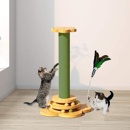 4 Pcs Cat Scratching Posts Replacement,15.7"x3.1''Natural Sisal Cat Tree Post Replace Parts for Indoor Cats Tower Repair Scratch Refill Poles with M8 Screws for Kitten Spare Furniture Accessories