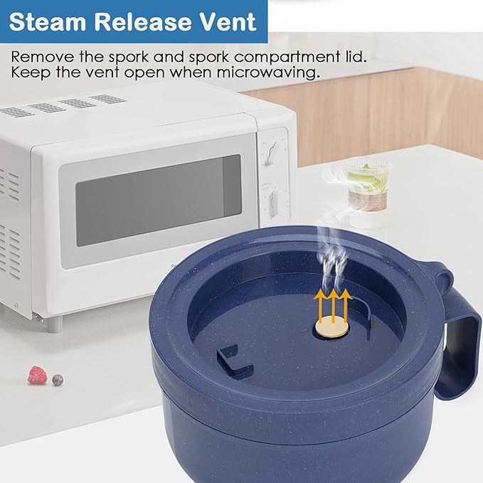 Unbreakable Microwave Soup Mugs with Lids and Handles,Microwave Ramen Bowl with Lid for Soup and Instant Noodles,Oatmeal, Gumbo, Salad,BPA Free (Sapphire Blue)