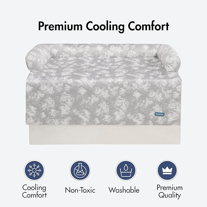 Spark Paws Cooling Couch Cover Dog Bed, Furniture Protector Mat, Non-Toxic Washable Pet Cooling Pad for Large & Small Dog - Cloud Grey - Size S