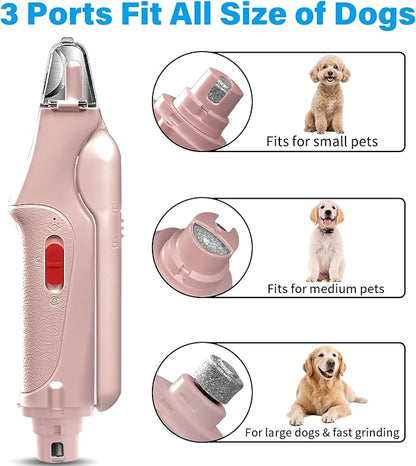 2 in 1 Dog Nail Clippers & Cat Nail Clippers Trimmers for Large Medium Small Dogs Cats Claw Trimmer Quick Sensor and Safety Guard USB Rechargeable Dogs Nail Trimmer with Catcher & 2 LED Lights
