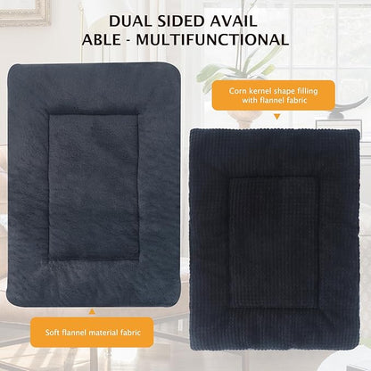 Reversible Dog Bed Mat with Plush and Corn Velvet,Soft Warm Pet Cushion, Dual Purpose Washable Sleeping Mattress Bed for Small Medium Large Dog and Cat XB004 (30"x20", Dark Grey)