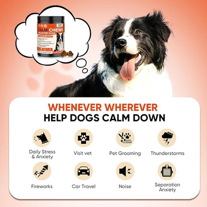 Calming Chews for Dogs-Dog Calming Chews Anxiety Relief Bites with Melatonin HMP for Dog Relaxing Aid-Car Anxiety Fireworks and Thunder Stress Relief Treats Supplements for Puppies Small All Dogs