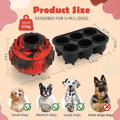 Dog Toys for Boredom - Frozen Treats, Refillable Freezable Dogs Food, Reduces Anxiety Chew Toy, Easy to Clean, Treats Dispensing, 4-in-1 Enrichment