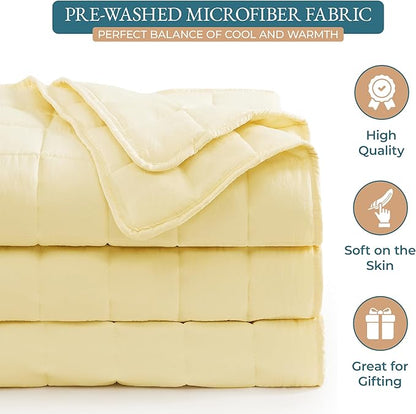 Casa Platino Twin XL Bed Blanket – Pre-Washed Microfiber with Quilted Down Alternative Fill, Lightweight & Reversible for Year-Round Comfort – Vanilla