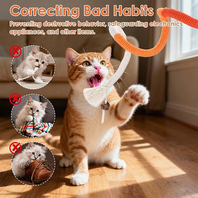 6 Pcs Cat Toys Chew Ropes, Cat Chew Toy for Teeth Cleaning, Safe Teeth Cleaning Toy for Indoor Kittens, Interactive Kitten Teething Toys to Transfer Chewing from Wires for All Breeds