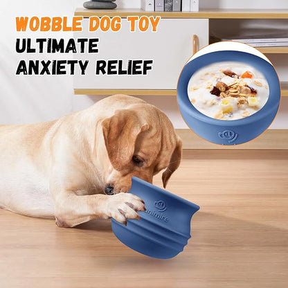 Treat Dispensing Dog Toy, Long-Lasting Interactive Puzzle Toys for Dogs, Stuffable Dog Enrichment Frozen Lick Treat Toy for Boredom, BPA Free Silicone Fetch Catch Chew Toy (Dark Blue,S)