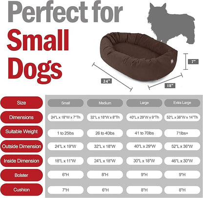 Majestic Pet 24 Inch Suede Calming Dog Bed Washable – Cozy Soft Round Dog Bed w/Spine Support for Dogs to Rest Head - Fluffy Donut Dog Bed 24x19x7 (Inch) - Round Pet Bed Small – Chocolate (2025)