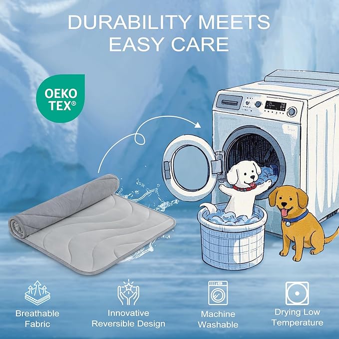Cozyide Dog Cooling Mat, Large Cooling Mat for Dogs, Reversible Pad for Pet, 36" L x 23" W,Light Grey