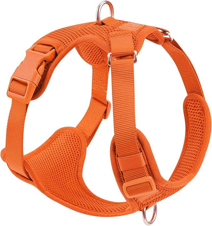 No Pull Dog Harness for Small Medium Large Dogs - Adjustable 2 Layer Mesh Dog Vest with Dual Clip, Escape Proof, Quick Release, Lightweight Breathable Mesh for Walking Hiking (Orange,XS)