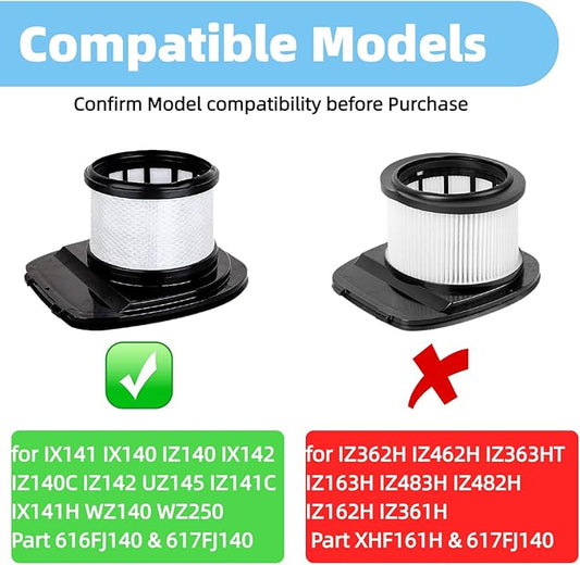 IX140 IX141 Vacuum Filters Replacement for Shark IZ140, IX142, IZ140C, IZ141C, IZ142, UZ145, IX141H, WZ140, WZ250 Rocket Pet Pro Cordless Stick Vacuums. Comapre to Part 616FJ140 & 617FJ140