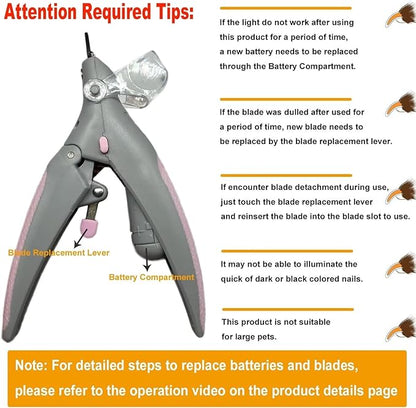 Illuminated Pet Nail Clipper, 5X Magnification Pet Nail Scissor Safe with LED Light, Pet Grooming Nail Care Tool Great for Dogs Cats