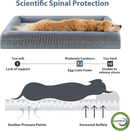 WNPETHOME XXL Extra Large Dog Bed, Washable Dog Couch with Removable Waterproof Cover, Orthopedic Large Pet Sofa Bed with Bolster Sides for Sleeping