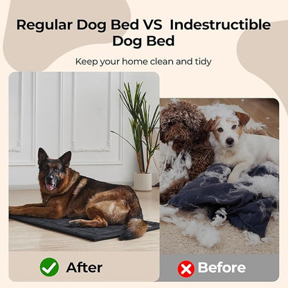 Chew Proof Dog Crate Pad - Indestructible Durable Dog Bed for Aggressive Chewers, Machine Washable & Waterproof Indoor Outdoor Tough Kennel Pad for Large Dogs (X-Large (28"x47"))