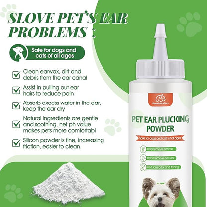 Pawsitive Vibes Dog Ear Powder Set, Dog Ear Powder for Hair Removal 30g, Dog Ear Infection Treatment, Removing Earwax and Odour, Relief of Itching. (Greener 2 pcs)