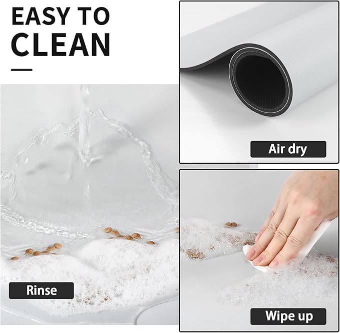 HotLive Dog Food Mat - Absorbent Cat Mat for Food and Water, No Stains Pet Feeding Bowl Mat, Easy to Clean Pet Placemats, Quick Dry Dog Water Dispenser Mat for Messy Drinkers | Light Grey 12"x 19"