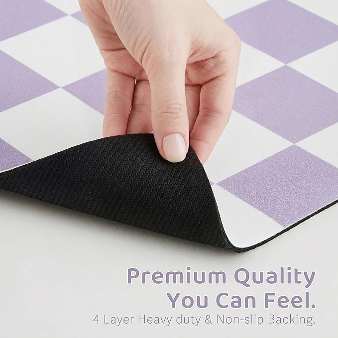 Ralxion Checkered Dog Feeding Mat, Absorbent Mats for Dog Food and Water Bowl, Dispenser, Aesthetic Purple Checkerboard Pet Placemat for Dogs, Cats, Puppy Accessories (Purple, 16 x 24)