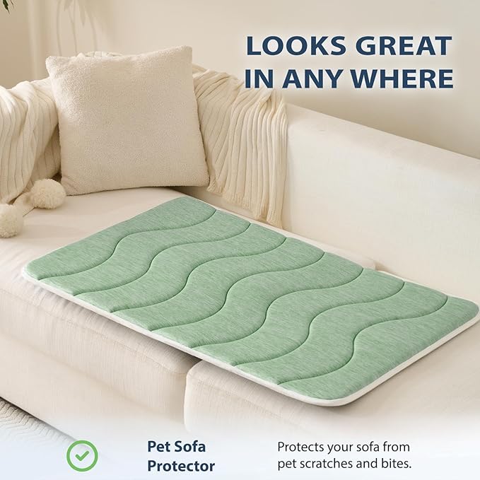MICROCOSMOS 0.8" Thick Cooling Dog Foam Pad & Summer Pet Sleeping Mat, Machine Washable, Materials Safe, Portable Flat Pet Bed for Dogs.(Green, 30" x 19")