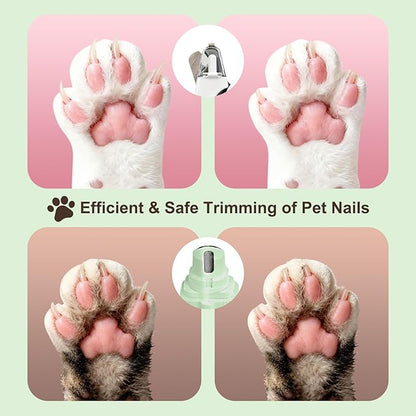 2-in-1 Dog Nail Clippers & Dog Nail Grinder with 2 LED Lights, Ultra-Quiet, Multiple Grinding Methods, USB Rechargeable and Splash Guard for Small, Medium, and Large Dogs & Cats (Green)
