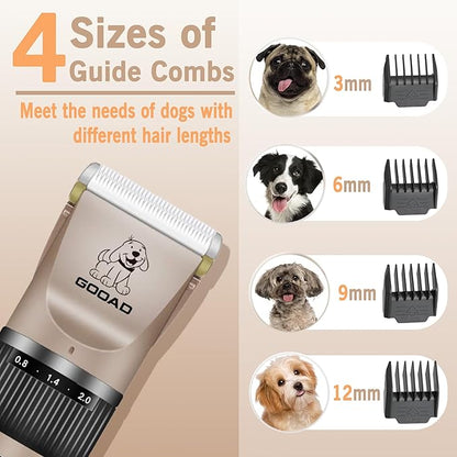 Dog Clippers Grooming Kit and Paw Trimmer,Cordless,Low Noise, Electric Quiet,Rechargeable, Dog Trimmer Grooming, Pet Hair Clippers for Thick Coats,Shaver for Small and Large Dogs Cats(Blue)