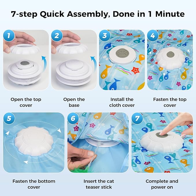 Duckart Interactive Cat Toy - Hide and Seek Automatic Cat Toy with Birdcall, Rechargeable & 3 Speeds, Auto Sleep/Wake Mode Kitten Toys, Safe ABS Material Cat Toys for Bored Indoor Adult Cats